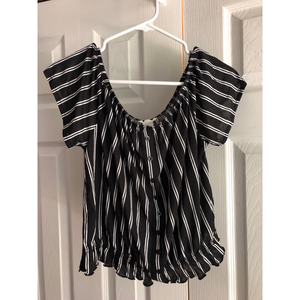 Black and white striped crop top